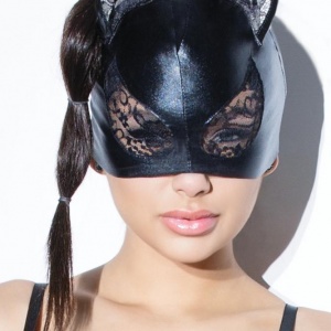 Wet Look and Lace Cat Mask