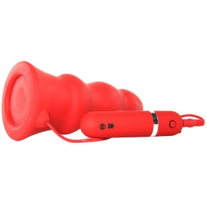 Kink Everything Butt Rippled Vibrating Plug in Red