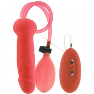 Ouch! Inflatable Vibrating Silicone Dildo in Red