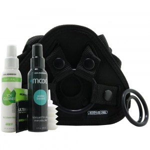 Vac-U-Lock Vibrating Harness Starter Set in Caramel