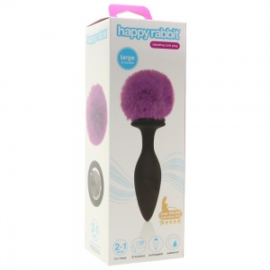 Happy Rabbit Vibrating Bunny Tail Butt Plug in Large