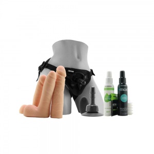 Vac-U-Lock Vibrating Harness Set in Vanilla